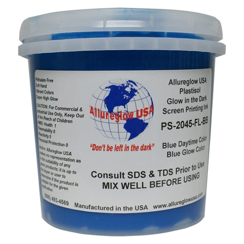 Allureglow USA Blue Plastisol Glow in the Dark Ink (Glows Blue) - Quart