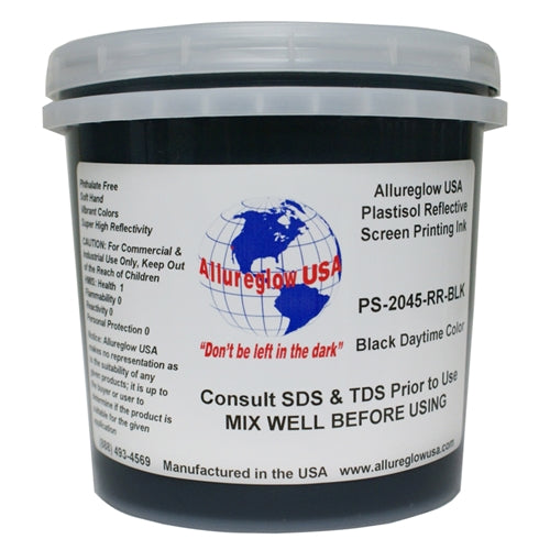 Allureglow USA Black Plastisol Reflective Ink - Quart