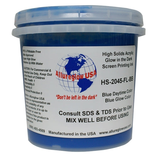 Allureglow USA Blue HSA Water Based Glow Ink (Glows Blue) - Quart