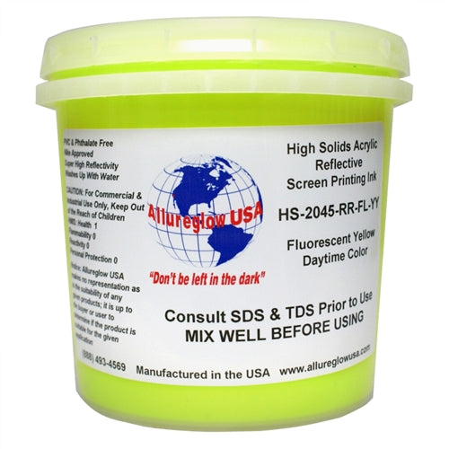 Allureglow USA Yellow HSA Water Based Reflective Ink - Quart
