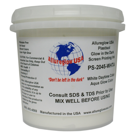 Allureglow USA White Plastisol Glow in the Dark Ink (Glows Aqua) - Quart